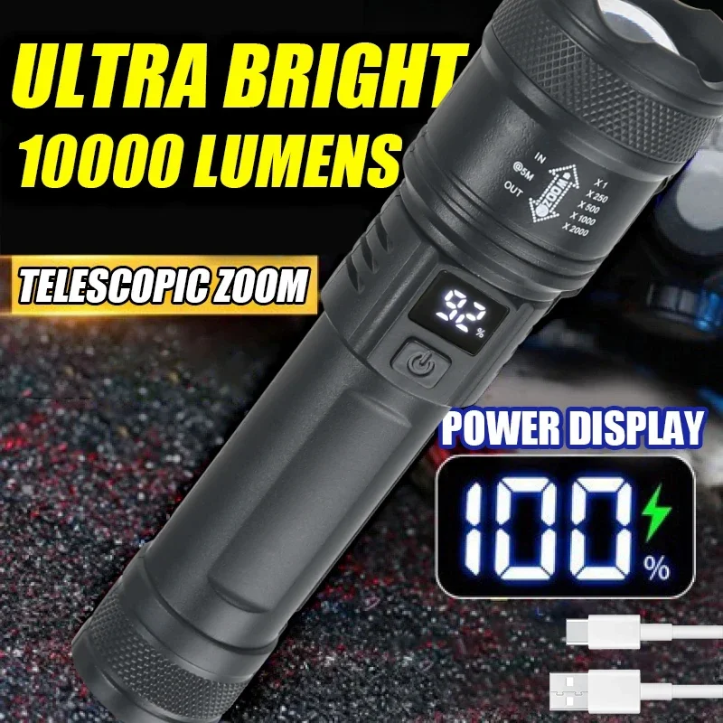 Fish Finder Battery - 9900LM Powerful LED Flashlight Battery Display