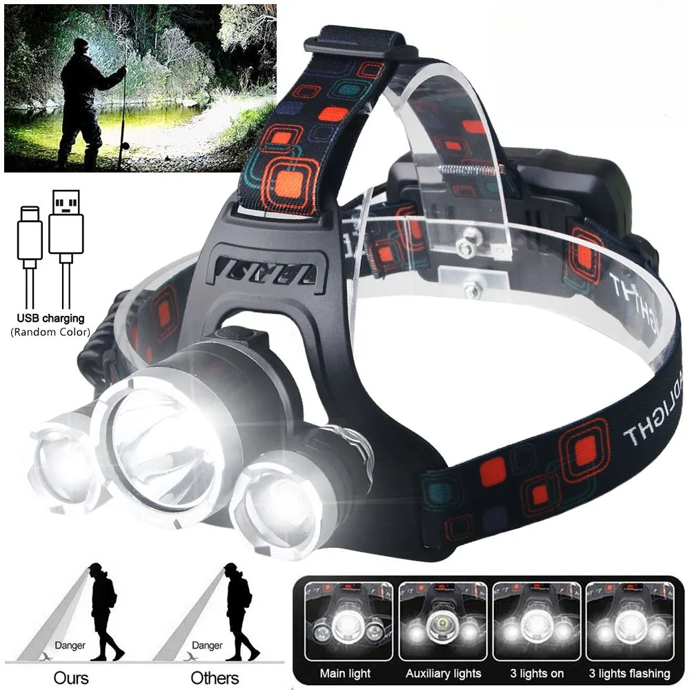 Fish Finder Battery - High Power LED Headlamp 18650 Rechargeable